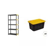 HDX 36 in. W 5-Shelf Shelving Unit, 27 Gal. Totes