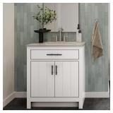 Daney Sink Vanity, White with Gray Marble Top