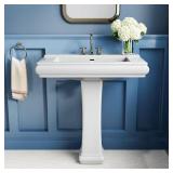 26 in. White Vitreous China Pedestal Sink