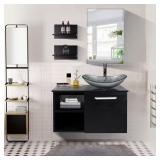 28" W x 19" D x 28" H Black Vanity w/Top