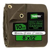 Olive Drab 8x12 Heavy-Duty Canvas Tarp 10 oz