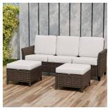 Brown Wicker Patio ottoman only goes with a whole