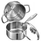 VEVOR 1.5 Qt Saucepan with Steamer Pot
