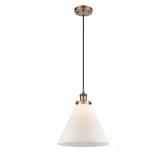 Cone 100W 1-Light Brushed Brass Pendant
