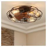 20 in. 4-Light Black Wood Grain Ceiling Fan