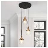 Black & Brass 3-Light Cluster Chandelier