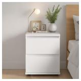 Aurora 2-Drawer White Nightstand
