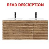 (Damaged Vanity) Oak Floating Dual Sink Vanity wi