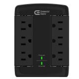 6-Outlet Wall Mounted Surge Protector, Black