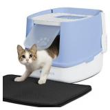 CAPHAUS Enclosed Cat Litter Box, Blue