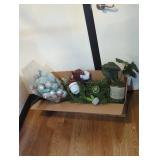 Assorted Holiday Decorations and Faux Plants