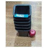 Set of Six Black Plastic Planter Pots