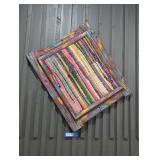 Colorful Woven Textile Art in Rustic Frame