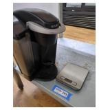 Keurig Coffee Maker and Stainless Scale