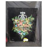 Vintage Button and Faux Foliage Artwork