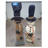 Rustic Snowman and Star Decor Figures