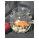 Glass Fish Bowl with Decorative Goldfish