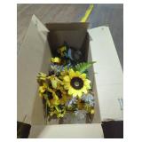 Box of Artificial Sunflower and Daisy Decor