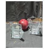Pair of Geometric Glass Creamers