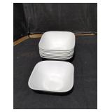 Set of Eight Corelle Square White Bowls