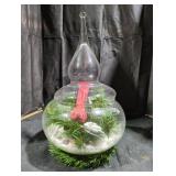 Decorative Glass Terrarium with Cardinal and Pine