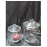 Set of Two Clear Glass Jars with Lids