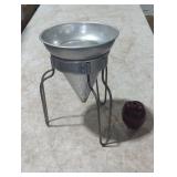 Vintage Metal Food Strainer with Stand