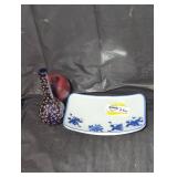 Decorative Blue Vase and Art Plate Set