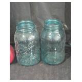 Pair of Vintage Blue Mason Jars