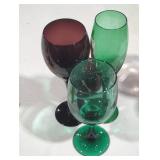 Assorted Colored Glass Stemware Collection