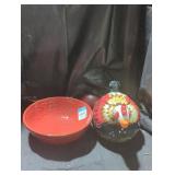 Italian Ceramic Chicken Pitcher with Bowl