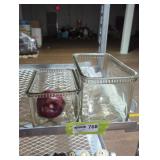 Set of Two Ribbed Glass Containers