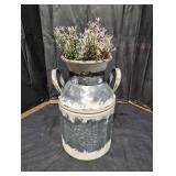 Metal Milk Jug Decoration with Faux Plants