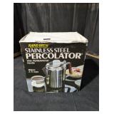 Vintage Stainless Steel Percolator with Box