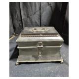 Vintage Metal Jewelry Box with Handle