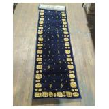 Navy Floral Patterned Carpet Runner