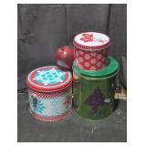 Set of Three Holiday Themed Tin Containers