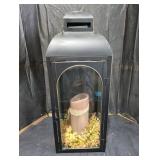 Decorative Lantern with Candle and Faux Foliage