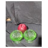 Pair of Uranium Glass Compote Bowls