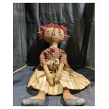 Vintage Rag Doll with Striped Dress