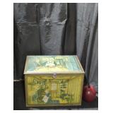 Vintage Illustrated Tin Storage Box