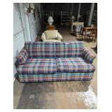 Vintage Plaid Upholstered Sofa (71in W)