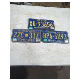 Trio Vintage Pennsylvania License Plates