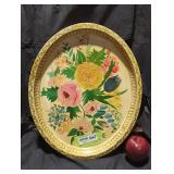 Hand-Painted Floral Oval Serving Tray