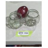 Pair of Glass Jar Vases with Wire Accents