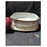 Vintage Floral Gravy Boat with Underplate