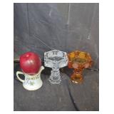 Decorative Glassware and Ceramic Pitcher Set
