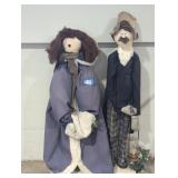 Pair of Vintage Cloth Figurines with Winter Attire