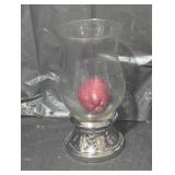 Glass Hurricane Candle Holder with Metal Base