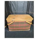 Vintage Picnic Basket with Needle Point Supplies